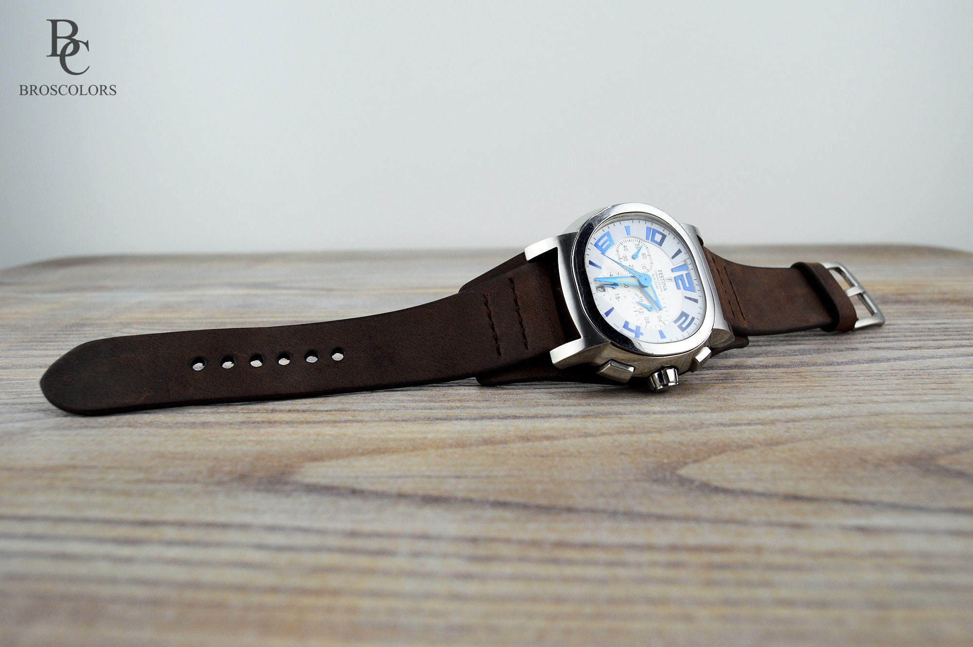 Brown Leather Cuff Watch Band Crazy Horse Cuff Watch Strap Etsy