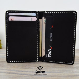 Cartera de cuero minimalista, cartera de cuero negro, cartera de cuero personalizada, cartera de bolsillo frontal, tarjetero de cuero, cartera para hombres, VENTA