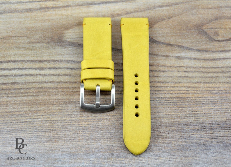 Mustard Yellow Leather Watch Strap Colorful Watch Band Etsy