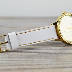 White Leather Watch Strap, Custom made White watch band, Personalized watch band, Leather men strap, White strap 16,17,18,19,20