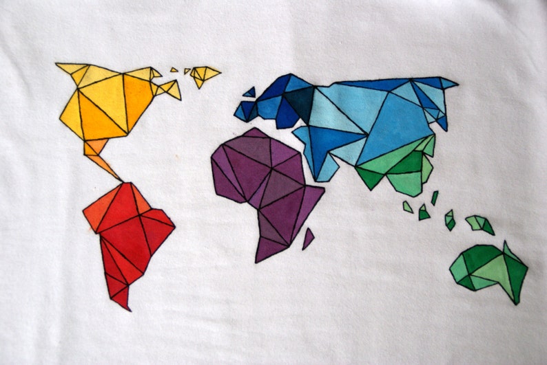 Geometric World Map T-Shirt Adults & Kids sizes image 2