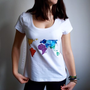 Geometric World Map T-Shirt Adults & Kids sizes image 1