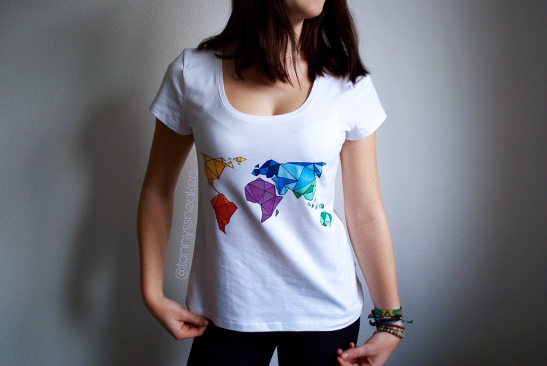 Geometric World Map T-Shirt Adults & Kids sizes image 1