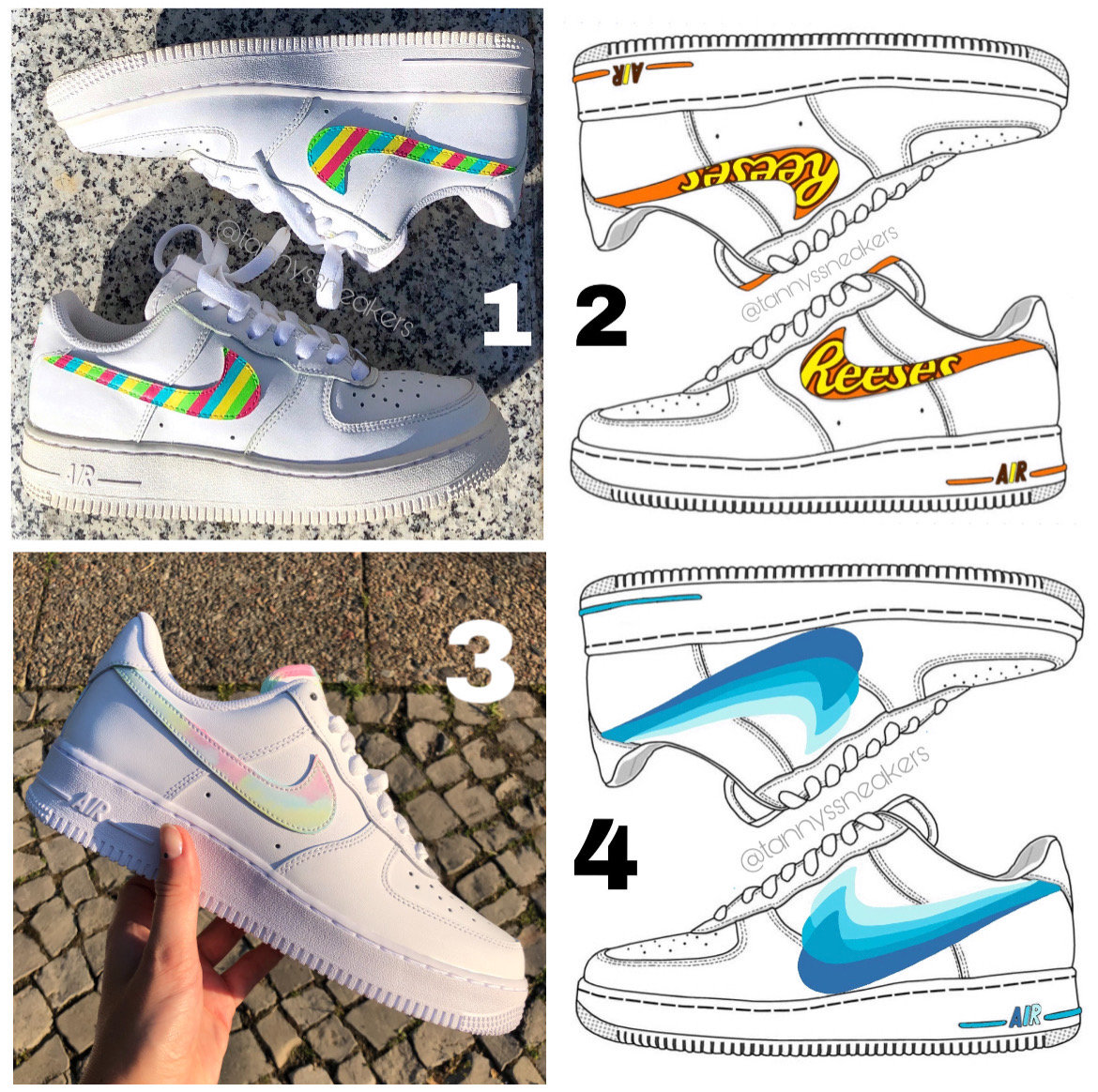 Customized Nike Air Force One Low Customized Swoosh Kids and 