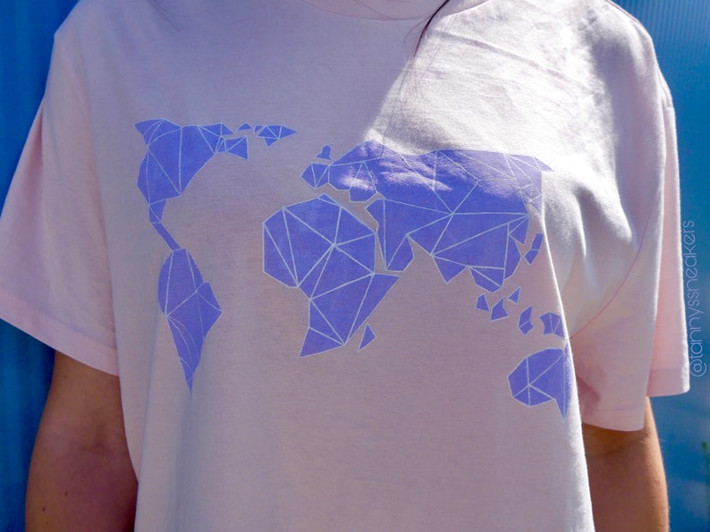 Geometric World Map T-Shirt Adults & Kids sizes image 3