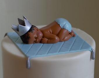 Fondant Sleeping Baby Cake Topper | Baby Shower Cake Decoration | Custom Diaper Color