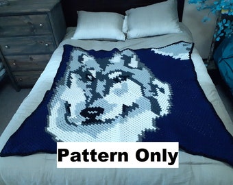 Moon Wolf design Queen size Giant Continuous Square Graphgan 60 Row Graph