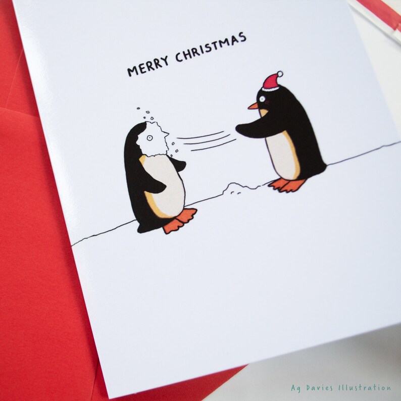 Funny Penguin Christmas Cards Funny Christmas Cards Etsy