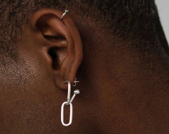 Original earrings in sterling silver, minimalist graphic earrings, art jewelry, 2 in 1 earrings