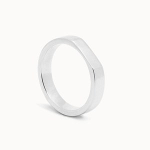 men ring in sterling silver, ring band 4mm wide with a flat face, mirror-polished finish