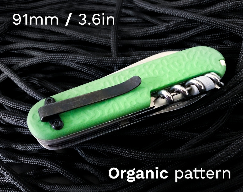 Swiss Army Knife Scales w/ Clip 91mm/3.6in ORGANIC pattern image 1