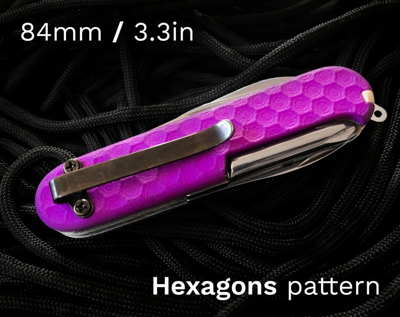 Swiss Army Knife Scales w/ Clip 84mm/3.3in HEXAGONS pattern image 1