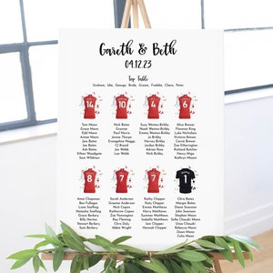 Fussball Shirt Hochzeit Sitzplan | Sitzplan der Fußballmannschaft | Fußball-Shirt | NFL Trikot