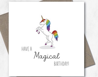 Carte d'anniversaire licorne magique | Avoir un anniversaire magique | Pour elle/fille