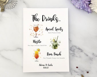 Cocktail signs | Wedding bar menu