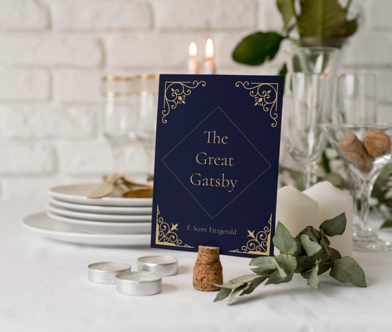 Book themed wedding table name cards - novels, authors, book titles, literature, poetry