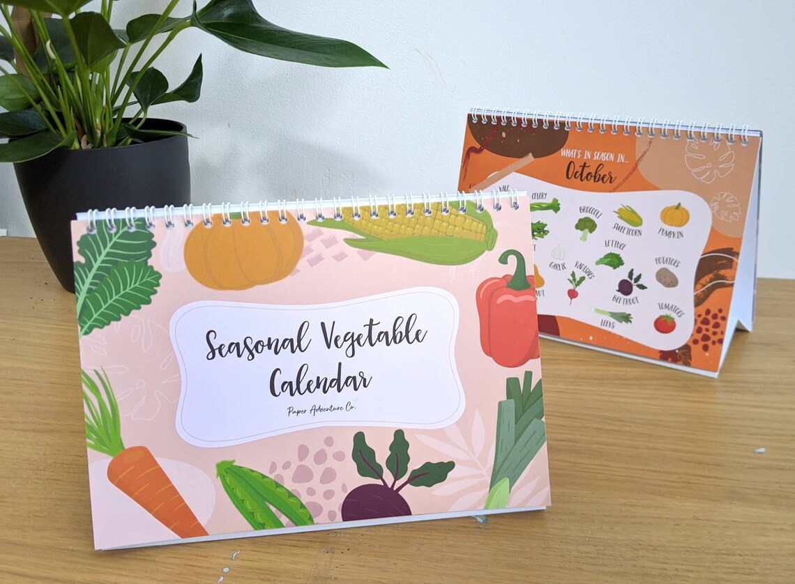 Seasonal Vegetable Calendar A5 desktop calendar. A great | Etsy