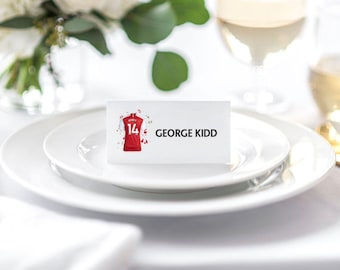 Football Shirt Wedding Place Name Cards | Sports Teams Escort Cards
