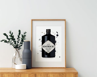Hendricks Gin Bottle Wall Art Print - Digital download