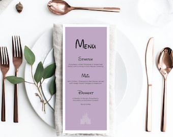 Disney Theme Wedding Table Menus
