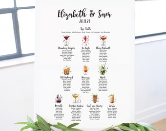 Cocktail wedding seating plan