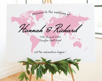 Wedding Welcome Sign - World Map -  for travel themed weddings