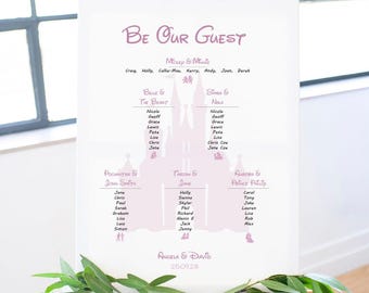 Disney Theme Wedding Seating Plan | Disney Character Table Chart | Be Our Guest