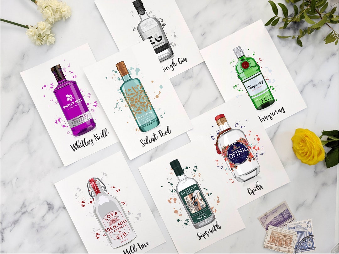 Gin Bottle Wedding Table Names, Gin Themed Seating Plans, Gin Table