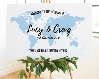 World map welcome sign - for travel themed weddings