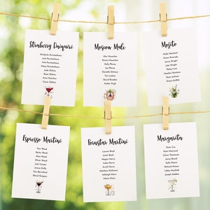 Carte per il piano del tavolo del matrimonio a tema cocktail - Illustrazioni di cocktail