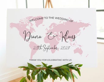World Map Welcome Sign | For Travel Theme Weddings