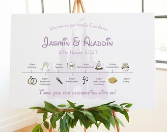 Disney Wedding Order of the Day Sign | Disney Order of Events Timeline | Disn Theme