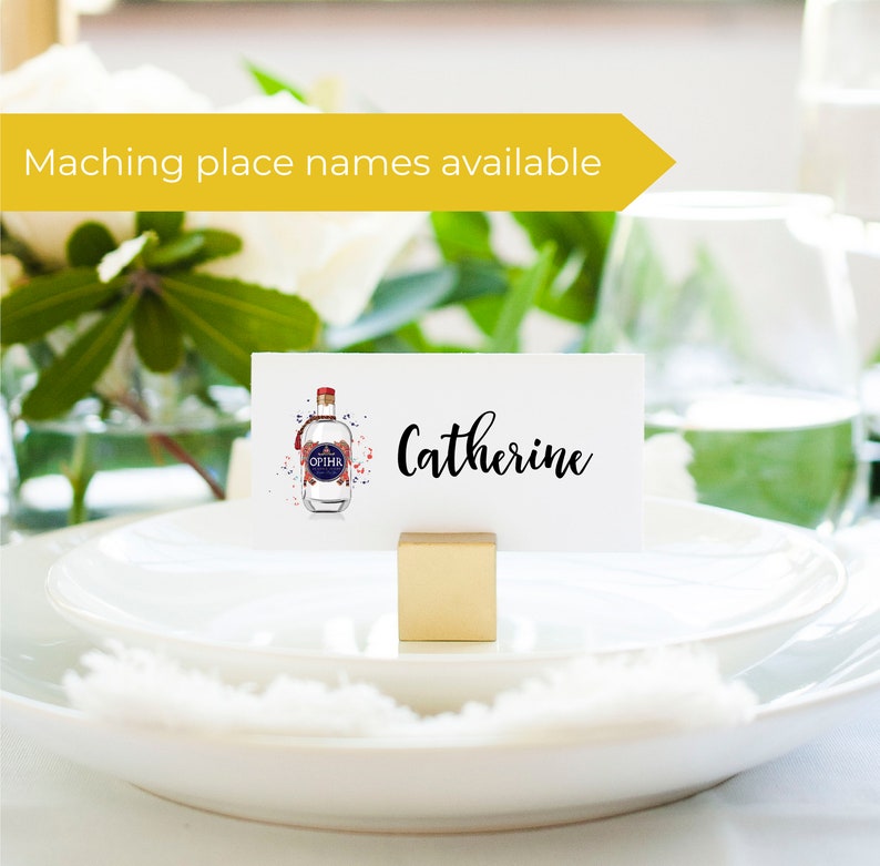 Matching gin bottle place name cards are also available