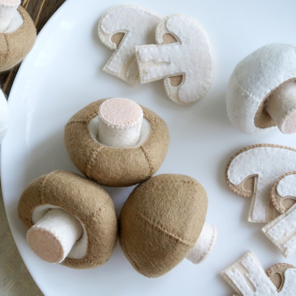 Felt Food Mushroom Realistic Toy Pretend Play Food for Kids Mushroom Kitchen Play Food Fabric Vegetables