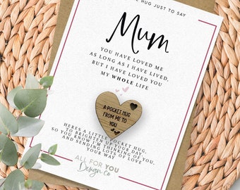 A Little Pocket Hug For Mum, Gift For Mum, Miss You Gift For Mum, Mum Cheer Up Gift, Get Well Soon Gift For Mum, Mum Birthday, Mothers Day