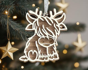 Highland Cow Christmas Decoration, Highland cow lover gift, Gingerbread Highland Cow Tree Bauble Decoration, Christmas 2025