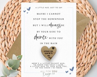 Pocket Hug Gift, Thinking of You Gift, Long Distance Friendship Gift, Wooden Heart Token Card, Encouragement Gift, Sympathy Gift, Hug Card