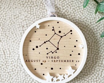 Virgo Gift, Star sign gift, birthday gift, Star Constellation Zodiac Sign, zodiac ornament, house warming gift, Zodiac Horoscope Decoration