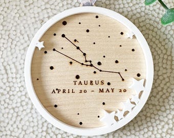 Taurus Constellation Ornament, Zodiac Star Sign Gift, April May Birthday Present, Astrology Keepsake, Celestial Christmas Decor