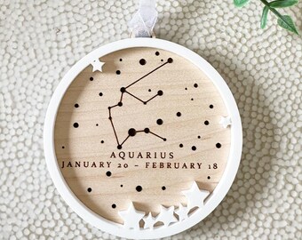 Aquarius Constellation Ornament, Zodiac Sign Gift, January February Birthday Present, Astrology Christmas Decoration