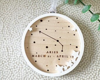 Aries Zodiac Constellation Ornament, March April Birthday Gift, Astrology Star Sign Decor, Personalized Celestial Keepsake