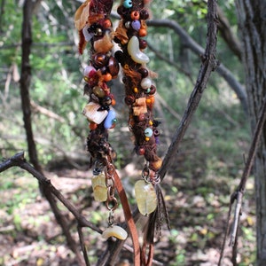 Mabon Earrings/Soft Sculpture Jewelry/Wearable Art/Wabi Sabi/Autumn Jewelry/ Asymmetrical earrings