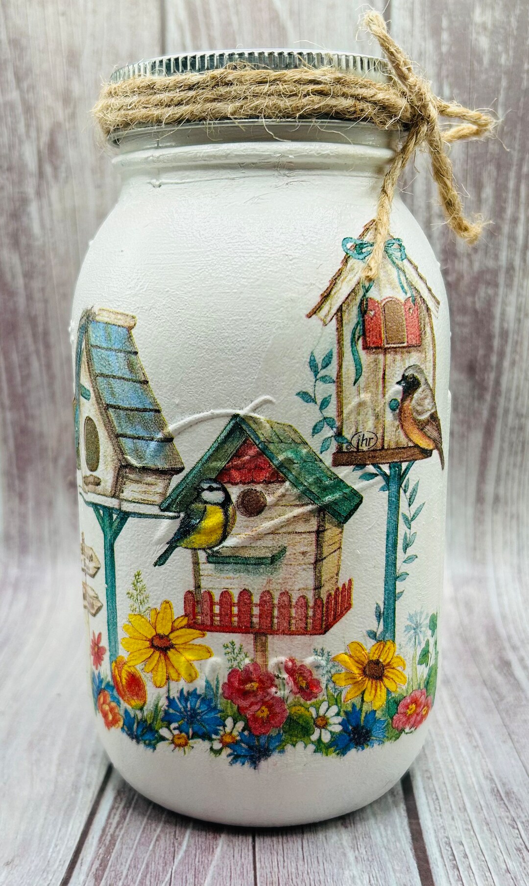 Bird Mason Jar Glass Vase Farmhouse Decor Bird Lover Decor Etsy