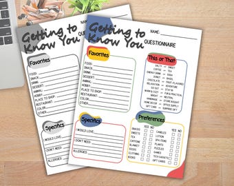 Employee Questionnaire Get To Know Me Coworker Gift Ideas Staff Appreciation Survey Employee Favorite Things Survey Office Gift Exchange