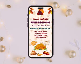 Editable Friendsgiving Invitation Template |  Friendsgiving Digital Evite | Thanksgiving Text Invite | Friends Thanksgiving Invite