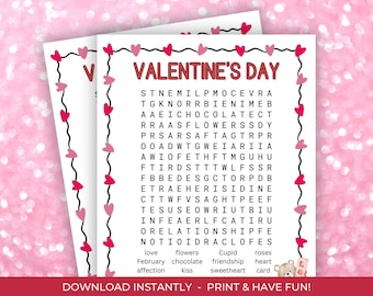 Recherche de mots pour la Saint-Valentin, Jeux de recherche de mots pour les fêtes, Recherche de mots pour les personnes âgées, Activités amusantes en famille, Jeux d'enfants, Recherche de mots pour la classe