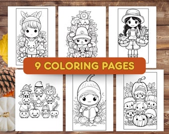Fall Coloring Pages, Harvest Coloring Pages for Kids, Kids Fall Coloring, Autumn Theme Coloring Pages, Printable Coloring Pages