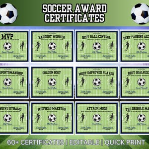 Editable Girls Soccer Awards Certificate End of Soccer Season Team Party Gifts Funny Soccer Award Printable for Soccer Senior Banquet