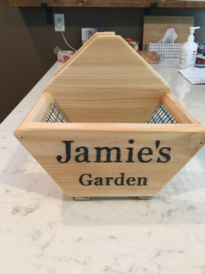 Garden Basket Hod tote gift for carrying vegetables and flowers with center divider for tools seeds and supplies from Red Cedar image 3