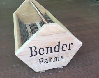 Cedar Garden Basket: Copper Or Wood Handle Harvest Tote, Vegetable Storage
